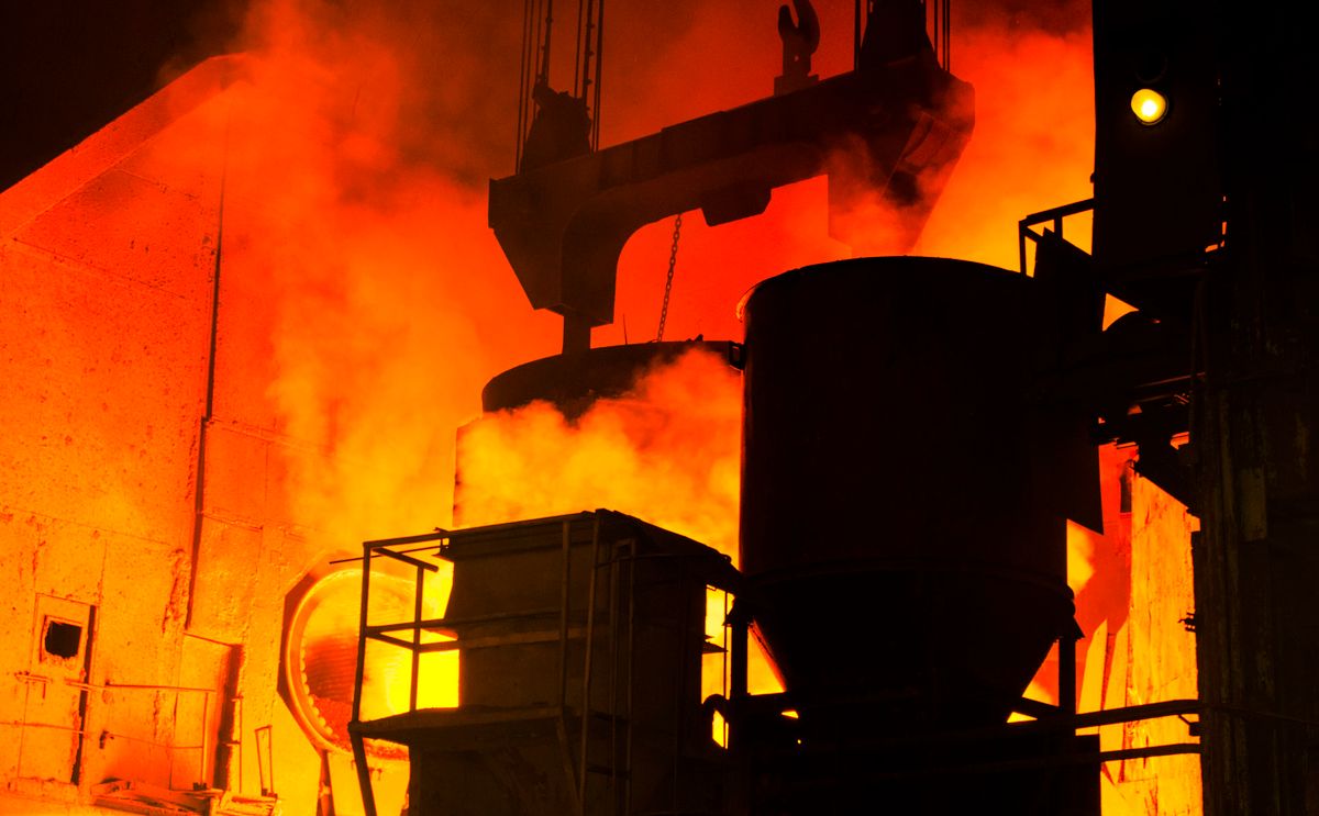 Furnace floor, people at work