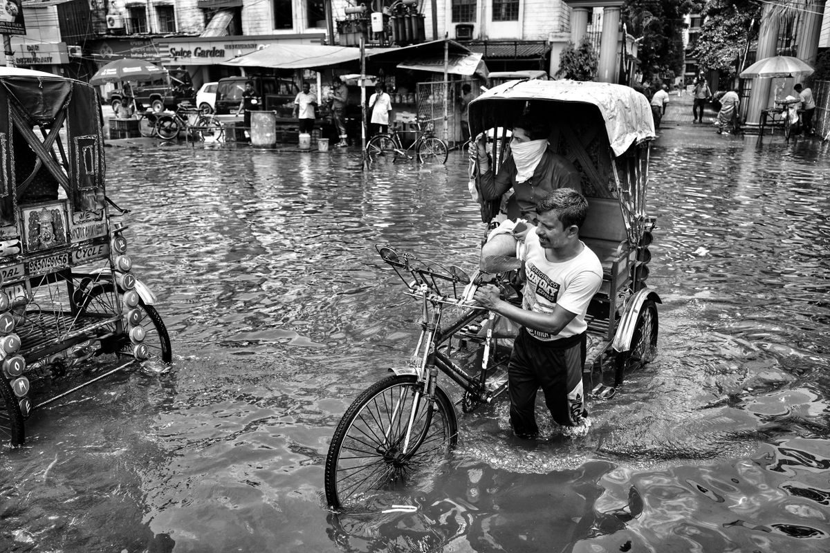Flooded street, city